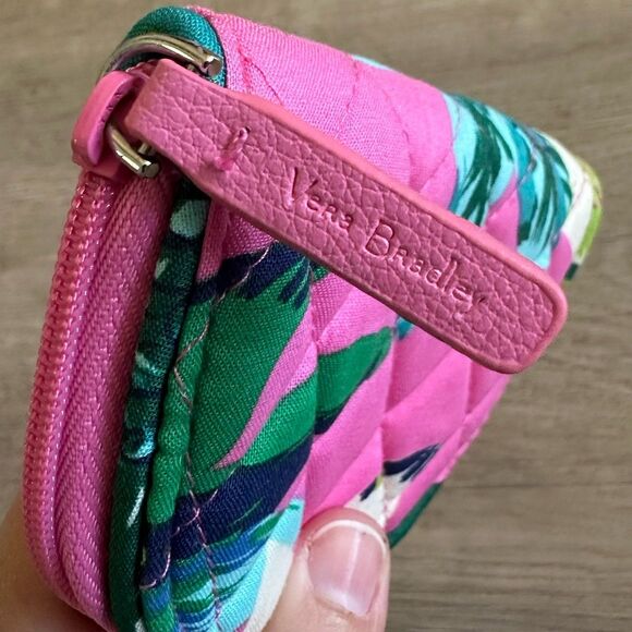 Vera Bradley Tropical Paradise Pink Botanical Pattern Coin Purse Zip Pouch - Picture 3 of 7